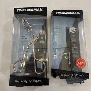 Tweezerman Slant Tweezer & Classic Lash Curler W/ 3 Replacement Pads Damaged Box